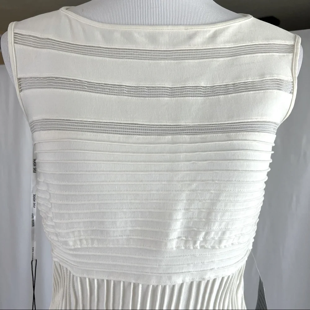 💕Host Pick💕 Tadashi Shoji Ivory Jersey Mesh Illusion Gown Dress Retail $650